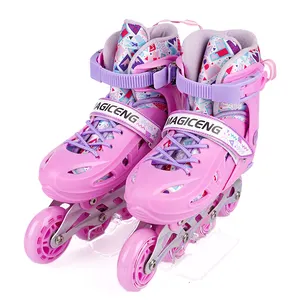 MAGICENG可定制直排轮滑4轮可调旱冰鞋儿童男孩和女孩闪光旱冰鞋