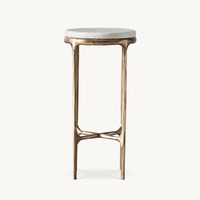 Table basse moderne personnalisée avec base en métal et plateau en marbre pour le mobilier de salon