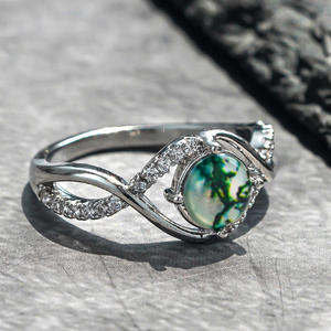 Anillo de Plata 925 A136 con Piedra Preciosa, Anillo de Compromiso Romántico para Mujer con Piedra Verde, Anillos de Moissanita - Product Image 6