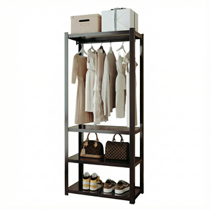 ราวแขวนผ้าเหล็กแบบตั้งพื้นประกอบง่ายทันสมัย ตู้เสื้อผ้าโลหะแข็งแรงทนทาน พร้อมราวแขวนและชั้นวางของสำหรับห้องนอน - Product Image 4