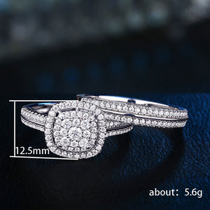 Ensemble de bagues de luxe pour couple, pour femmes, scintillantes, élégantes, bijoux de mariage tendance - Product Image 5
