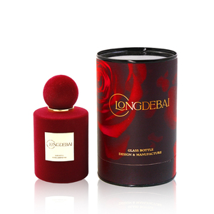 Customize Luxury Crimp Round Flocking Velvet Perfume Glass <b>Bottle</b> 30ml 50ml 100ml Flocking Perfume <b>Bottle</b> with <b>Box</b> Packaging - Product Image 2