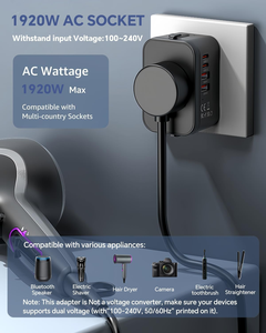 2つのPD20W USB-Cポートと2つのQC18W USB-Aポートを備えたユニバーサル旅行用アダプター、急速充電対応の国際電源プラグアダプター - Product Image 6