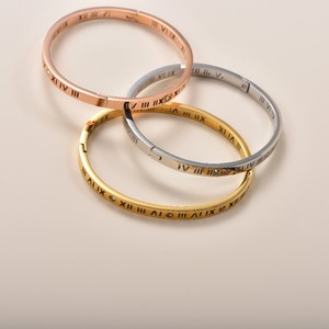 Roman Numeral <b>Bangle</b> for Women <b>Men</b> CZ Diamond Hinged Bracelet 18K Gold Rose Gold Silver Jewelry for Daily Party - Product Image 6