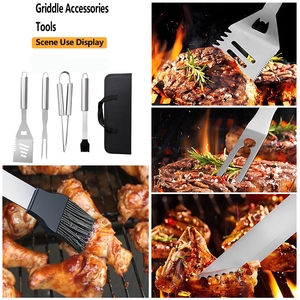 <span class=keywords><strong>Kit</strong></span> d'accessoires <span class=keywords><strong>de</strong></span> barbecue haut <span class=keywords><strong>de</strong></span> gamme 5 pièces en acier inoxydable avec sac cadeau pour hommes, idéal pour les grillades en plein air - Product Image 5