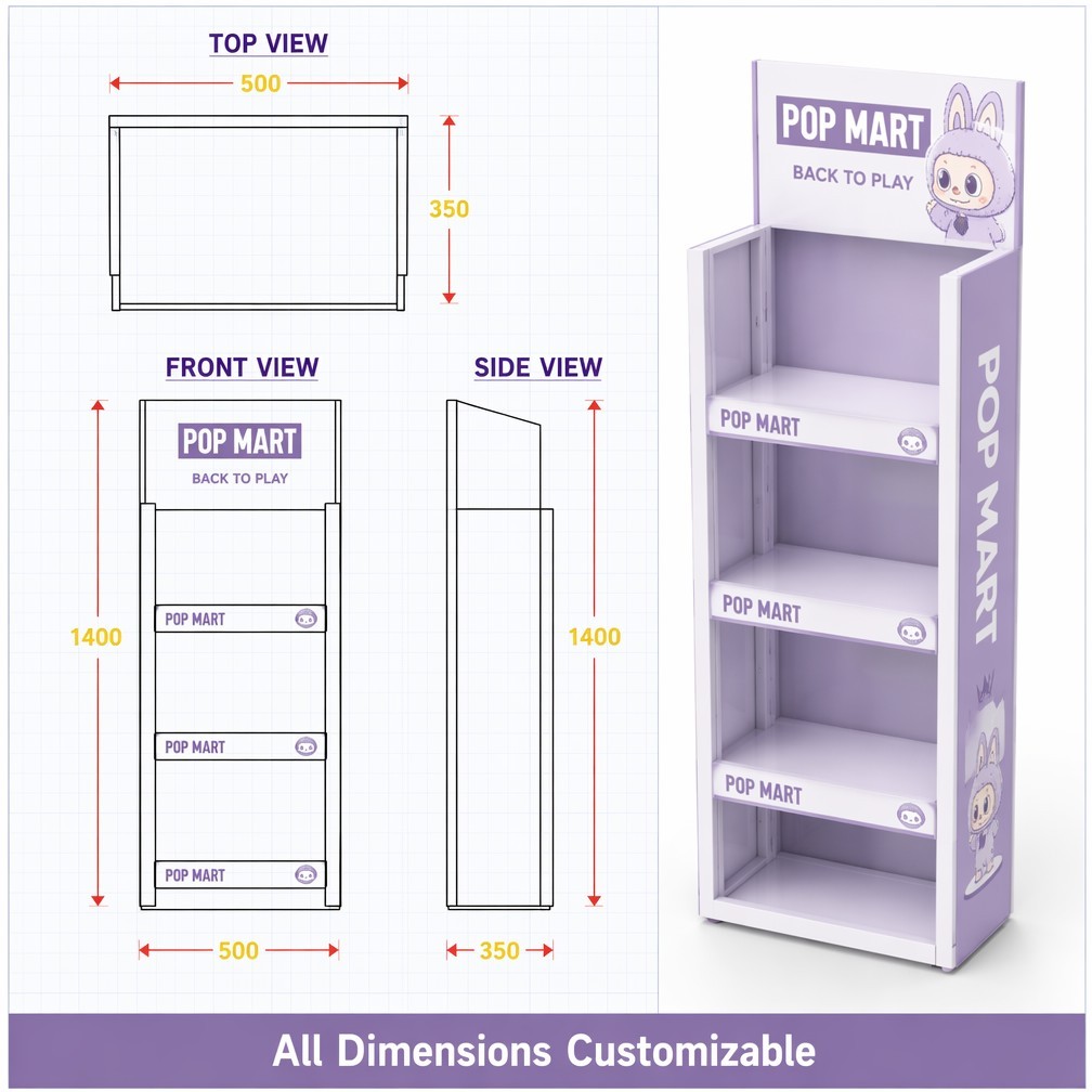 Apache Custom Metal Figure Display Rack Countertop Spinning 4-Tier Pop Mart Toy Organizer OEM for Blind Box Retail Store OEM ODM — view 4