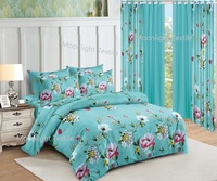 Set Sprei dan Gorden Kamar Tidur Motif Bunga Besar Warna Pink 10 Potong Gaya Amerika