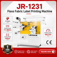 Imprimante flexographique à alimentation par rouleau JR-1231 haute vitesse pour étiquettes textiles, longueur d'impression 111-300 mm, machine d'impression flexo pour rubans et marques déposées