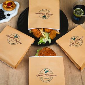 Sac en papier kraft triangulaire à double poche imprimé sur mesure, résistant à l'huile et à la graisse, pour pain, gaufres, hamburgers, sandwichs, beignets - Product Image 5