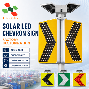 Solar-LED-Chevron-Pfeilschild IP65 Wasserdicht Ein- und Doppelseitig Solarbetriebenes Straßenleitschild <span class=keywords><strong>Warnschild</strong></span> OEM ODM Verkehrsschild - Product Image 2