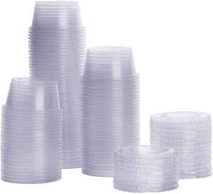 Grosir plastik sekali pakai murah 1/2/3/4 oz cangkir saus mini dengan tutup cangkir bening wadah saus 1oz deli pot dengan tutup - Product Image 2
