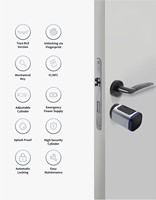 Serrure numérique intelligente Tuya en alliage d'aluminium pour maison, hôtel, appartement, accès biométrique sans clé par empreinte digitale, application Ble, réseau