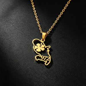 Nouveau collier pendentif pour hommes et femmes, motif îles de la <span class=keywords><strong>Guadeloupe</strong></span>, de la Martinique et de la Réunion, cocotier, gecko, fleur d'hibiscus - Product Image 6