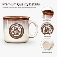 Mug à café en céramique personnalisé avec dégradé brillant représentant une île des Caraïbes, en porcelaine, compatible lave-vaisselle et micro-ondes, emballage cadeau