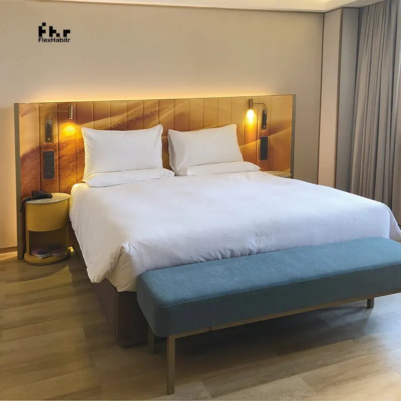 Chine Meubles de luxe d'étoile d'hôtel Meubles de chambre de suite d'hôtel d'occasion à vendre Ensembles de chambre à coucher Ensembles de chambre à coucher de panneau moderne Fabricants