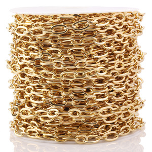 Stainless Steel Gold Plated Chain 18k Flattened O Shape For <b>Bags</b> Sweaters DIY Jewelry <b>Accessories</b> European American Style - Product Image 1