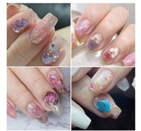 Design mixte de vraies fleurs, breloque pour ongles, décoration de fleurs séchées, artisanat en résine 3D pour Nail Art, fleurs sèches