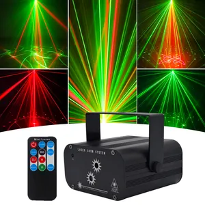 YSH 2 Holes 48 Patterns Laser Light DJ Disco Mini Beam Projector Party Lighting Voice Control LED Lamp For Night Club Bar