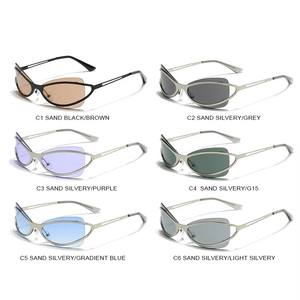 Custom Logo 2026 Fashion Ladies Rimless Cat Eye Sunglasses UV400 Metal Frame Y2k Sun Glasses for Women - Product Image 6