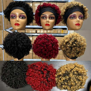 Peluca rizada de pelo humano brasileño, pelo corto con corte Bob <span class=keywords><strong>Pixie</strong></span>, hecha a máquina, 210% de densidad - Product Image 2