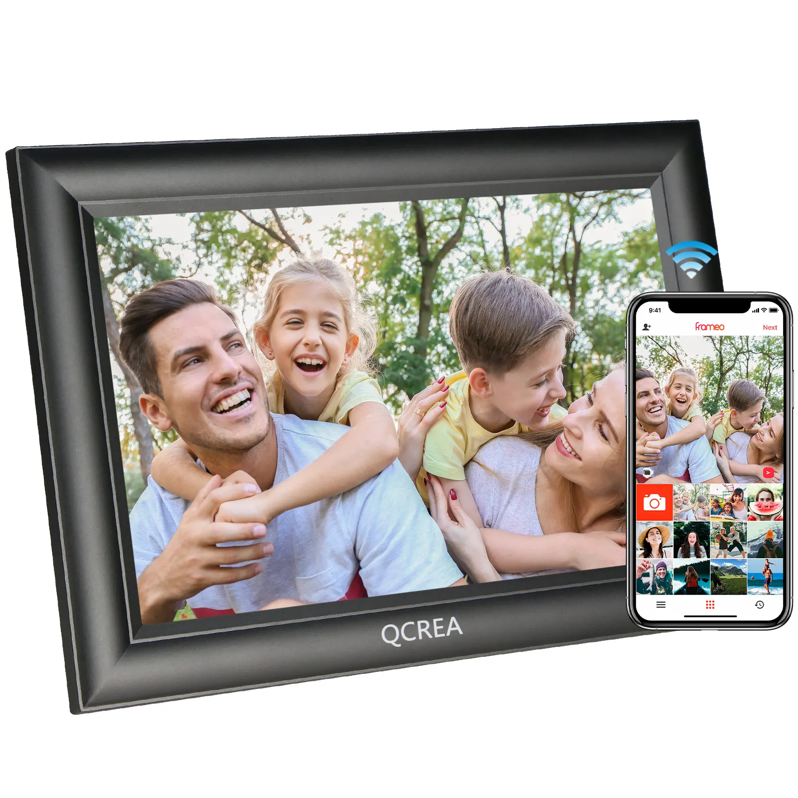 QCREA DPF-1003Y 2023 baru Smart Frameo 10.1 inci HD IPS layar sentuh 1280*800 Cloud Digital Wifi bingkai foto