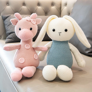 Peluche Kawaii en Peluche Fait Main, Ours, <span class=keywords><strong>Lapin</strong></span>, Girafe, Éléphant, Cochon, Cadeau, Artisanat Tricoté, Crochet, Animal en Peluche - Product Image 1