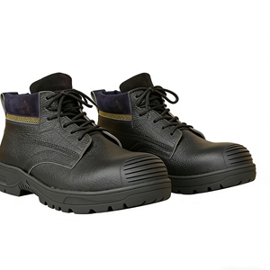 Chaussures de sécurité noires pour hommes à bout carré, légères, couleur unie, en cuir véritable d'Ouganda, à enfiler, résistantes, prêtes à l'emploi, en stock - Product Image 3