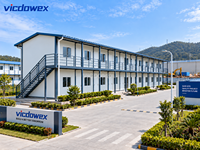 VICDOWEX Bâtiment préfabriqué de luxe en forme de T, isolation thermique, conception ignifuge pour bureaux de projets et personnel à long terme
