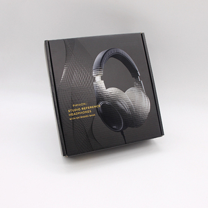 Custom <b>Black</b> Headphones <b>Boxes</b> Spot UV Coated Mailer Foldable Corrugated Shipping Box Glossy Varnishing Earphone Packaging Box - Product Image 1