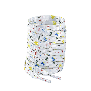 Lacets de chaussures en polyester imprimés Splash-Ink, lacets plats de 8 mm pour baskets - Style artistique coloré, élastiques personnalisés, vente en gros en vrac - Product Image 1