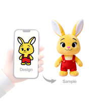 Peluche personnalisée chien et lapin à grandes oreilles imprimé anime, jouet en peluche rembourré en coton PP, super doux, vente en gros
