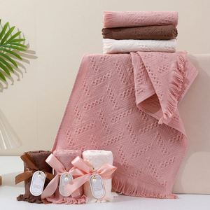 Jacquard Cotton Hand Face <b>Towels</b> Soft Absorbent With Fringe Trim for Bathroom Home and <b>Guest</b> Room - Product Image 1
