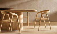 Ensemble de table à manger rectangulaire en bois de chêne massif de style nordique moderne avec pieds en acier et 4 chaises pour salle à manger