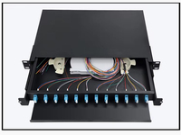 Panneau de brassage fibre optique LC Duplex 1U 19 pouces 24 cœurs, avec cadre de distribution ODF coulissant et panneau de brassage LC Duplex entièrement équipé