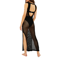 Hete aanbieding: dames bikiniset met zwart gehaakt omslagjurkje, mouwloos, zijsplit, maxi