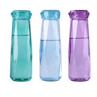 Vente flash : Bouteille d'eau en verre diamant portable de 420 ml, couleurs rose, bleu, vert, violet, jaune, avec couvercle