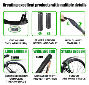RBRL Quick Release Gravelbike Spatbordset Volledige Bescherming Modderbeschermer voor <span class=keywords><strong>700C</strong></span> Racefietsen Geschikt voor Bandbreedte 28-45mm - Product Image 4