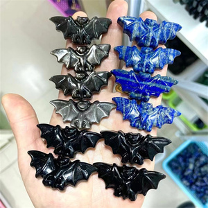 Productos espirituales 5cm Suministros <span class=keywords><strong>de</strong></span> brujería Natur Obsidiana negra Lapislázuli Tallado Murciélagos <span class=keywords><strong>de</strong></span> cristal para Halloween - Product Image 1