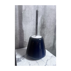 Brosse de toilette avec support en céramique bleu nuit et manche en laiton chromé, design rond élégant pour salles de bain modernes et stylées - Product Image 3