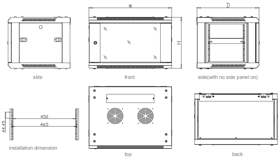 6U 9U 12U 15U 18U Network Cabinet Wall Mount Server Rack Cabinet Cold Rolled Steel