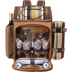 Muestra Gratis: Mochila Nevera para Picnic para 4 Personas con Bolsa Térmica Aislada a Prueba de Fugas, Porta Vino, Manta de Lana y Juego de Cubiertos - Product Image 1