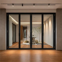 Porte pliante moderne en alliage d'aluminium à double vitrage multi-panneaux, finition noir mat pour maison, bureau, cuisine, villa
