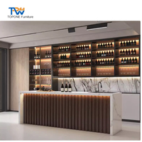 Comptoir de bar de cuisine en marbre, comptoir de bar à cocktails extérieur pour la maison, comptoir de bar rond de luxe avec éclairage LED