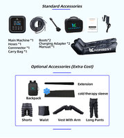 Compresseur d'air dynamique électrique sans fil rechargeable professionnel à 6 chambres pour la récupération des jambes, avec massage par compression séquentielle