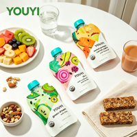 Sachet souple personnalisé imprimé finition mate avec bec verseur, qualité alimentaire, forme spéciale, sachet d'emballage stand-up pour jus, gelée, boissons liquides 100ml
