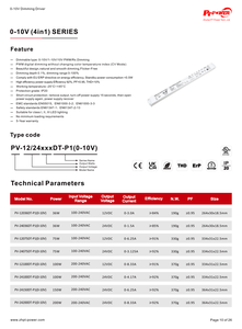 พีที พาวเวอร์ ฟลิคเกอร์ฟรี 75W 0-10V/1-10V/10V/PWM/Rx. ไดรเวอร์ไฟ LED แบบหรี่แสงได้ 100-240V AC-DC 12V 24V IP20 สำหรับใช้ภายในอาคาร - Product Image 6