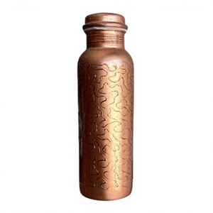 Handcrafted Camouflage Pattern Pure Copper Water <b>Bottle</b> Sleek Polished Finish Abstract Textured Copper <b>Flask</b> For Wellness - Product Image 1