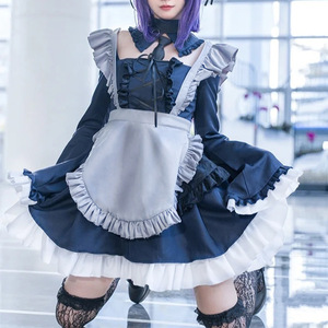 Kitagawa Kaimu Costume de cosplay de demoiselle d'honneur pour femme adulte, tenue de déguisement anime, bleu et blanc, tablier à volants, manches longues - Product Image 1