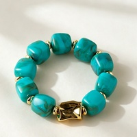 Pulseras Elásticas de Acrílico con Cuentas Gruesas Efecto Marmolado para Mujer, Lujosas y Coloridas, de Resina Geométrica, Venta al por Mayor
