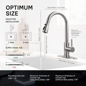 High Arc Pull-Down Kitchen Faucet <b>Brushed</b> Nickel Mode Sprayer Single Handle Sink Mixer Tap For Household Kitchen Use - Product Image 1